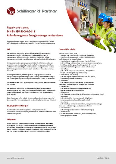 Fact Sheet zur Energiemanagement ISO 50001 Schulung Nähere Informationen zur Energiemanagement ISO 50001 Schulung