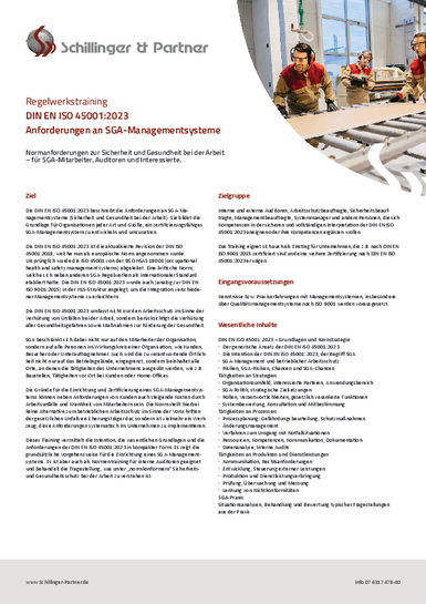 Factsheet Schulung SGA-Management ISO 45001