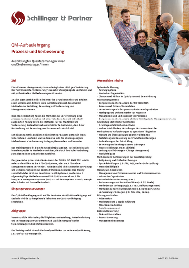 Fact Sheet Qualitätsmanagement-Aufbaulehrgang Nähere Informationen zum Qualitätsmanagement-Aufbaulehrgang